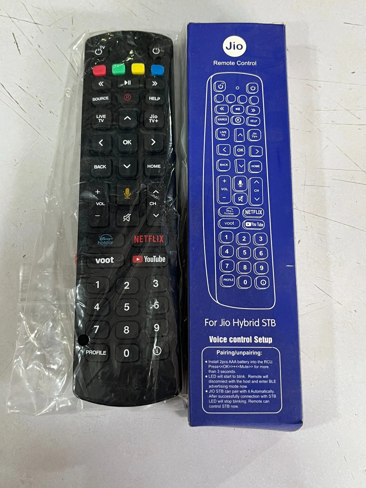 Jio Hybrid STB Voice Remote Control with Netflix and YouTube buttons