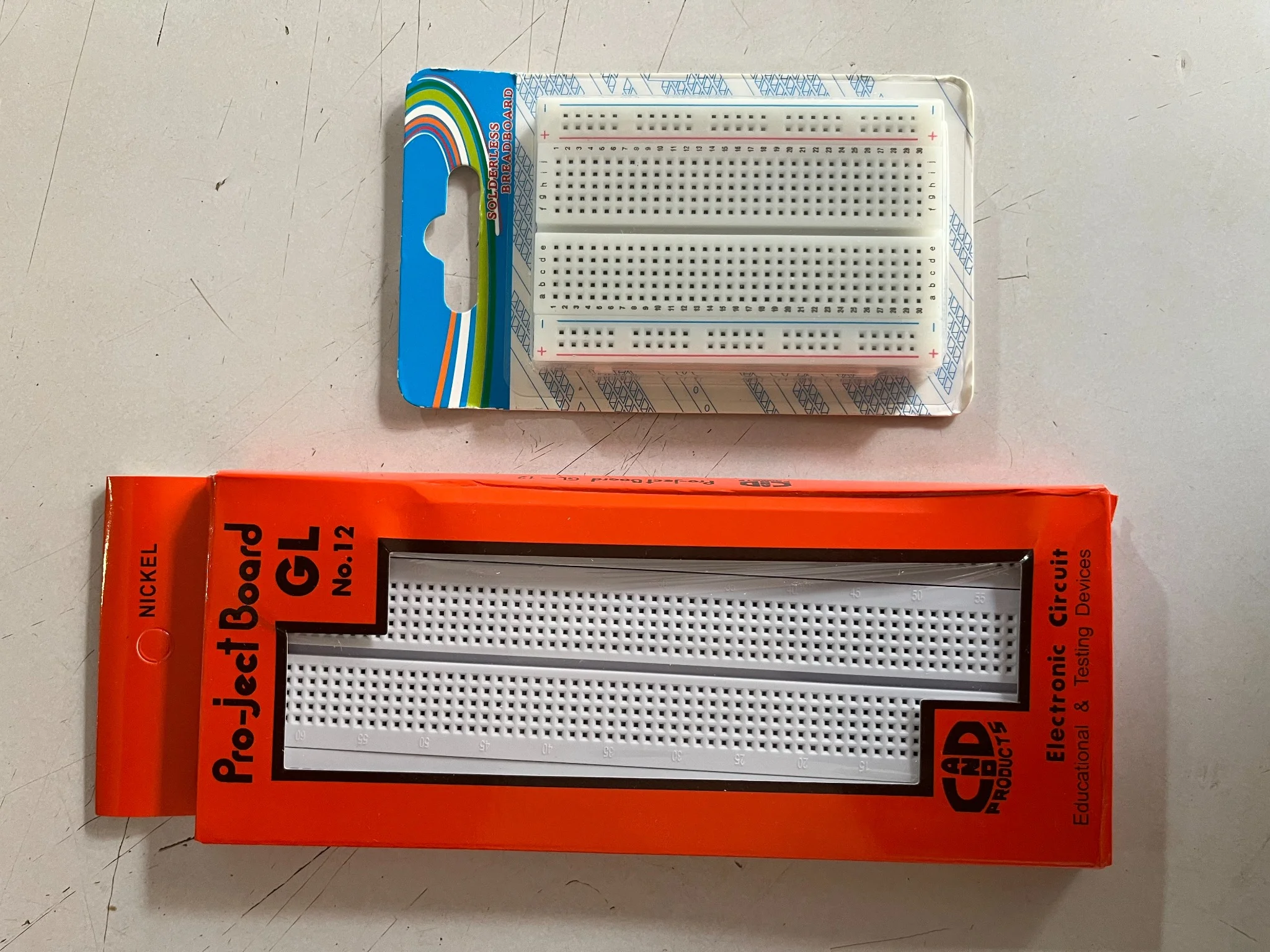 Solderless breadboards for electronic circuit prototyping and testing